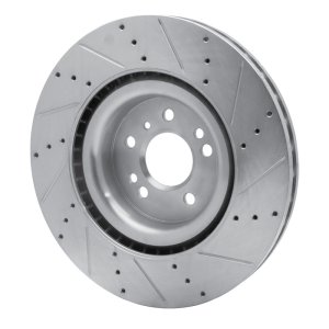 Mercedes-Benz GL350 Brake Rotor (1) - Front Left - R1 Concepts - Drilled & Slotted - Silver - `13-`19